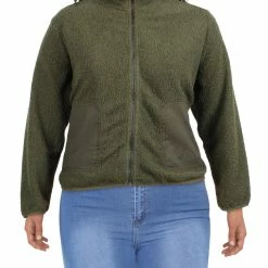 Outlet 🎁 Jones New York 👩 Womens Sherpa Patch Pocket Fleece Jacket 🔥