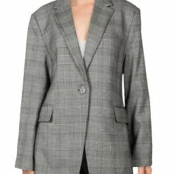 Buy 👏 MICHAEL Michael Kors 👩 Womens Wool Blend Plaid One-Button Blazer ❤️