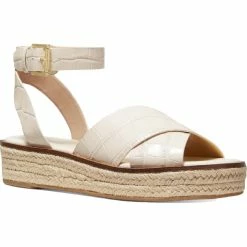 Buy ๐ MICHAEL Michael Kors Abbott ๐ฉ Womens Leather Ankle Strap Wedge ๐ฉด Sandals โจ