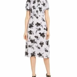 New ๐ MICHAEL Michael Kors ๐ฉ Womens Floral Print Pintuck Midi ๐ Dress ๐