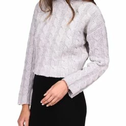Cheap 🥰 MICHAEL Michael Kors 👩 Womens Merino Wool Cable Knit Mock Turtleneck Sweater ⭐