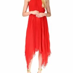 Wholesale 😀 MICHAEL Michael Kors 👩 Womens Shutter Pleat Midi Halter 👗 Dress ✔️