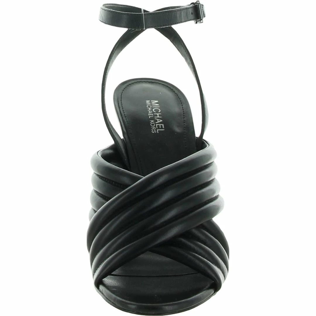 Budget 🌟 MICHAEL Michael Kors Royce 👩 Womens Leather Criss Cross Front 👗 Dress 🩴 Sandals ⭐ 5 Budget 🌟 MICHAEL Michael Kors Royce 👩 Womens Leather Criss Cross Front 👗 Dress 🩴 Sandals ⭐ - Image 3