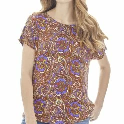 Discount ✨ Jones New York 👩 Womens Paisley Lace Up T-Shirt 👍