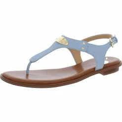 New 💯 MICHAEL Michael Kors MK Plate Thong 👩 Womens Faux Leather Slingback Flip-Flops 👍