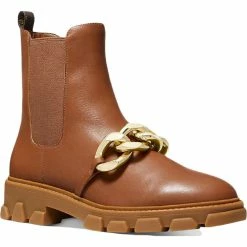 New 🔔 MICHAEL Michael Kors Scarlett Bootie 👩 Womens Leather Lugged Sole Chelsea 🥾 Boots 👍