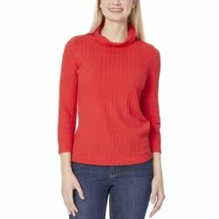 Top 10 🎁 Jones New York 👩 Womens Cable Knit Three Quarter Sleeve Mock Turtleneck Sweater 🔥
