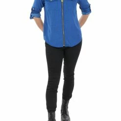 Brand new 😀 MICHAEL Michael Kors 👩 Womens Priinted Zip Front Blouse 🎁