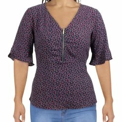 Hot Sale ✨ MICHAEL Michael Kors 👩 Womens Printed Hi-Low Blouse 👍