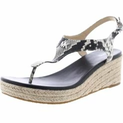 Best deal 🥰 MICHAEL Michael Kors Laney 👩 Womens Leather Logo Wedge 🩴 Sandals ✨