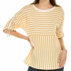 Promo 😀 women Jones New York Ruched Sleeve T-Shirt 🎁