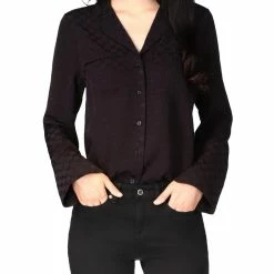 Budget โค๏ธ MICHAEL Michael Kors ๐ฉ Womens Logo Jacquard Button-Down Top ๐งจ